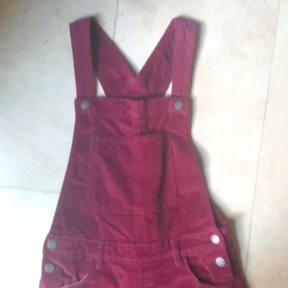 Gap maroon denim overalls
